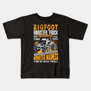 Bigfoot Truck Madness - Monster Truck Kids T-Shirt